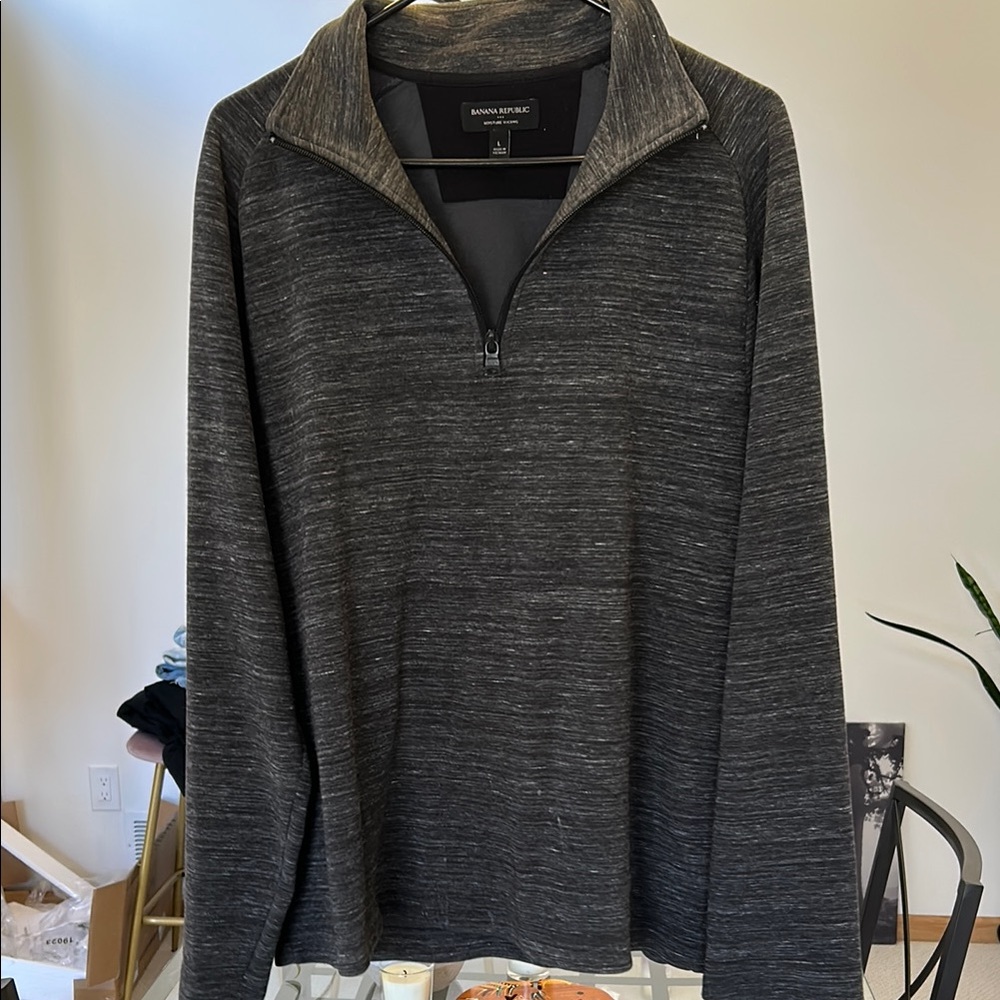 Banana Republic Gray Zip Up Sweater with Stand-Up Collar